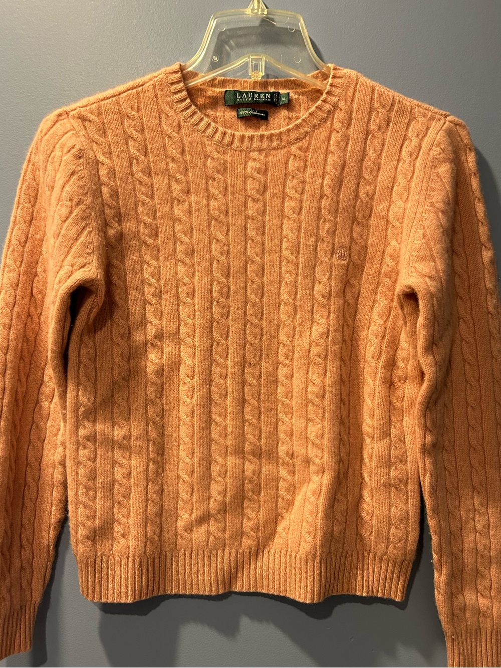 Lauren Ralph Lauren 100% Cashmere Cable-Knit Crewneck Sweater